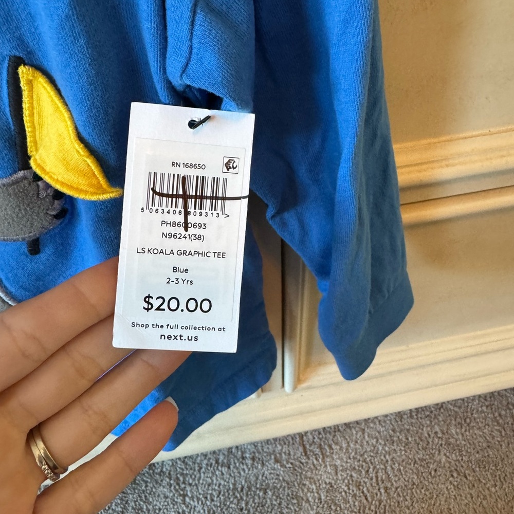 NWT - Next Blue Koala Long Sleeve Tee 2-3 years Velcro Surprise - Picture 4 of 6